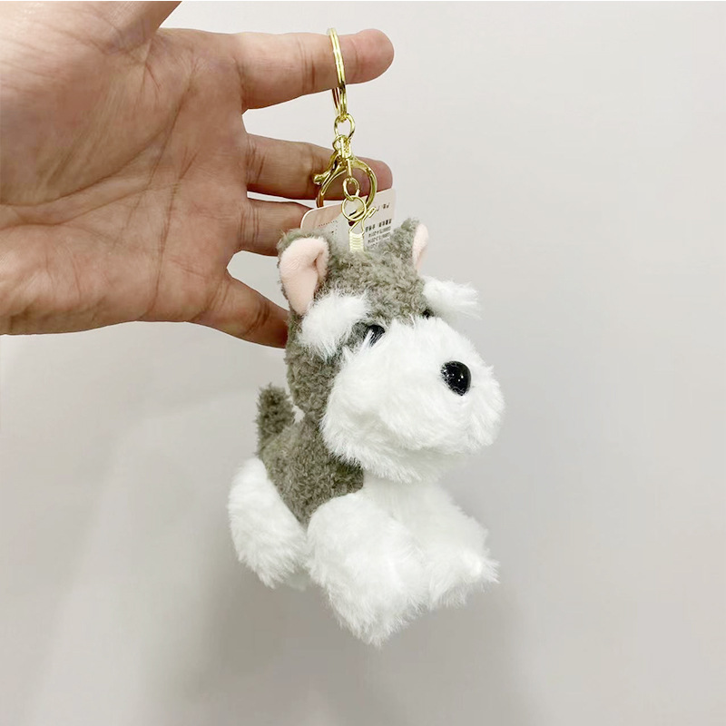 Cute plush Schnauzer dog keychain plush toy, schoolbag pendant, claw machine doll, birthday gift pic 5