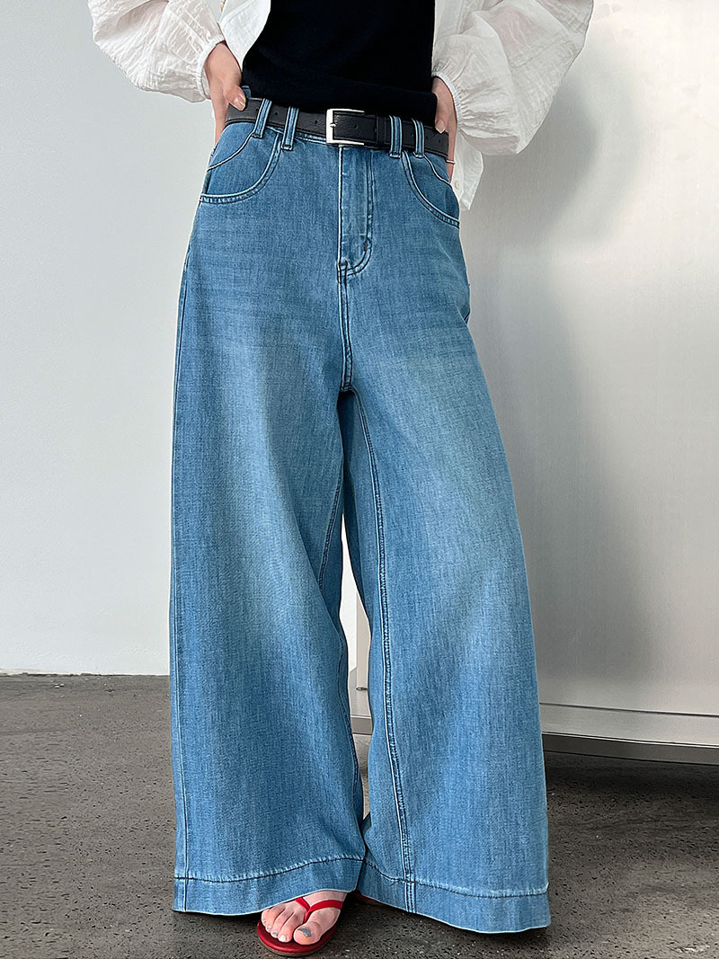 Luxi American 9-inch slightly flared jeans for women, 2025 Summer New style casual loose wide-leg pants with a drape, 68326 pic 22