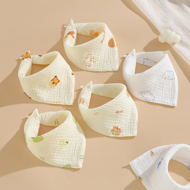 Toalla triangular toalla de babeo para bebés y niños babero de gasa de algodón babero antiescupir de leche 4 capas fina toalla triangular de algodón de verano pic 3