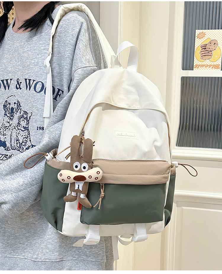 跨境新款学院风百搭双肩包初高中学生上课书包撞色洋气轻便双背包详情24