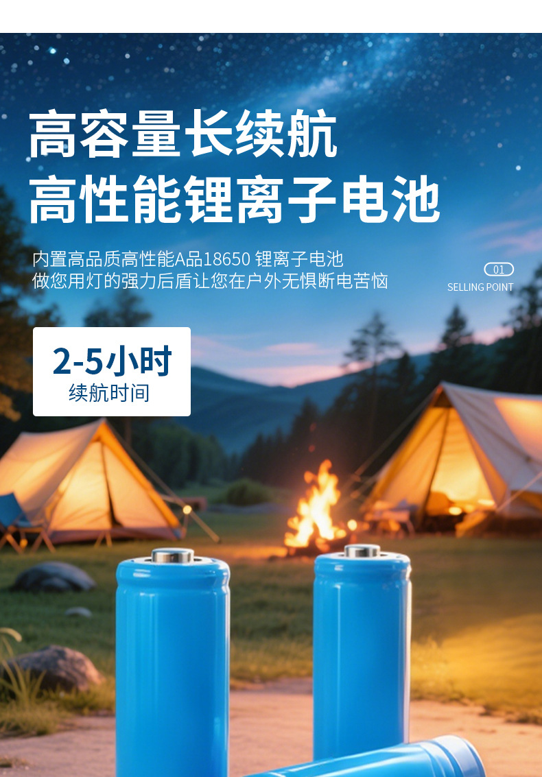 New solar charging lamp, large-area strong light illumination, usb charging hook, bread style ultra-bright charging lamp pic 4