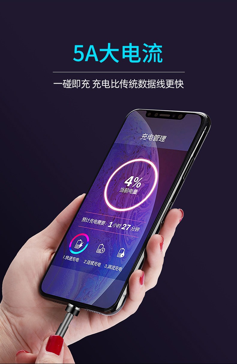 5A超级快充540度旋转磁吸数据线快充适用华为typec苹果安卓充电线详情8