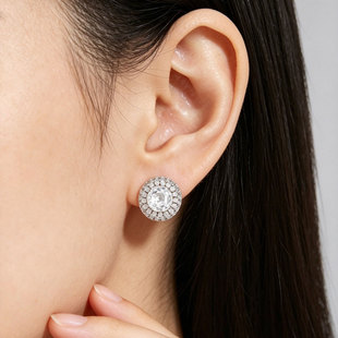 Heavy industry square micro-inlaid rose-cut ear studs, refreshing ice blue s925 silver needle, light luxury and high-end feel, bestseller and versatile earrings pic 3