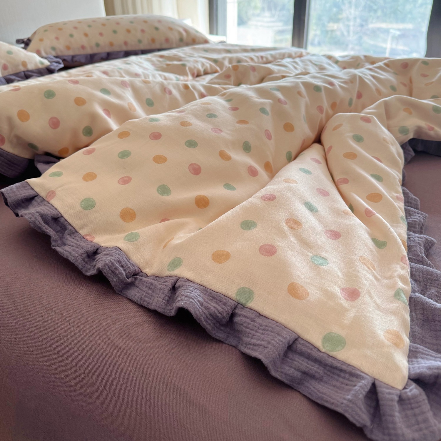 双层纱YU~A类母婴级双层纱布四件套法式少女心全棉宿舍床品详情5