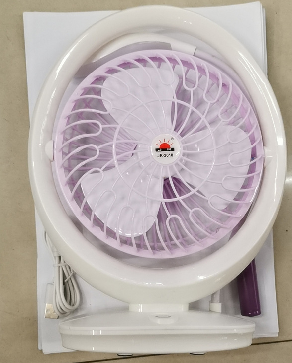 JR-2018 Lighted fan rechargeable student dormitory home rechargeable fan mini Portable with strong wind force pic 19