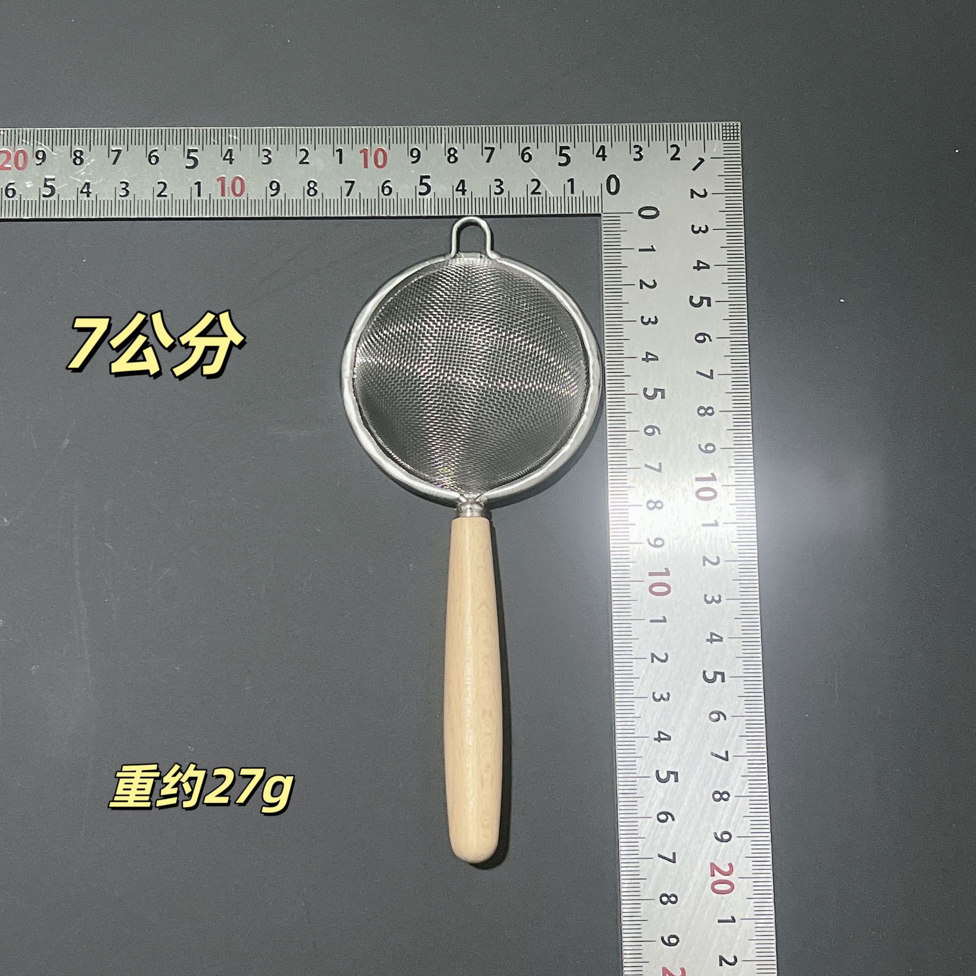 304不锈钢迷你油隔木柄油渣捞过滤网漏勺火锅油漏油勺密网油隔详情8