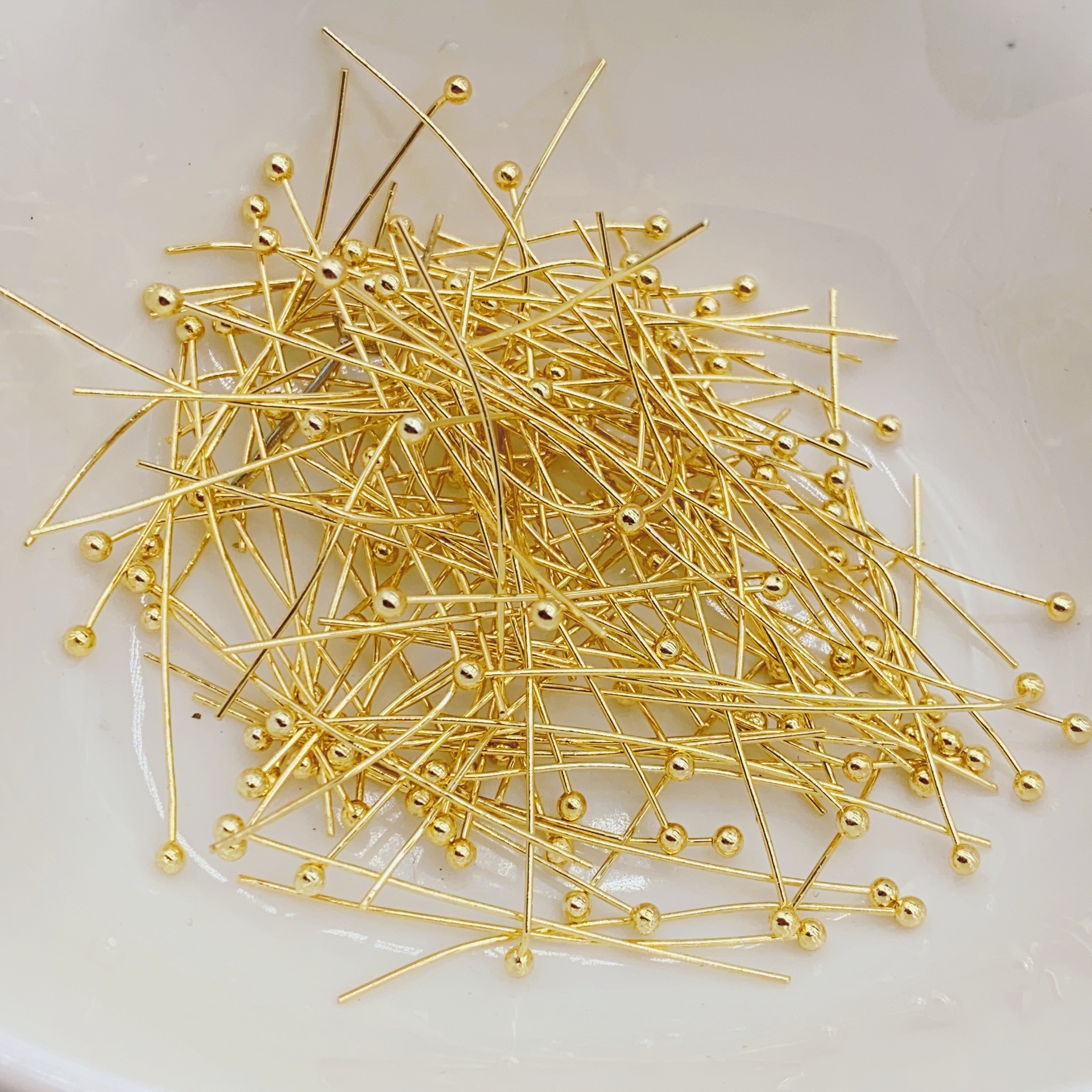 真金电镀DIY饰品针球头针T针九字针球针做耳饰耳环项链手串穿绳详情4