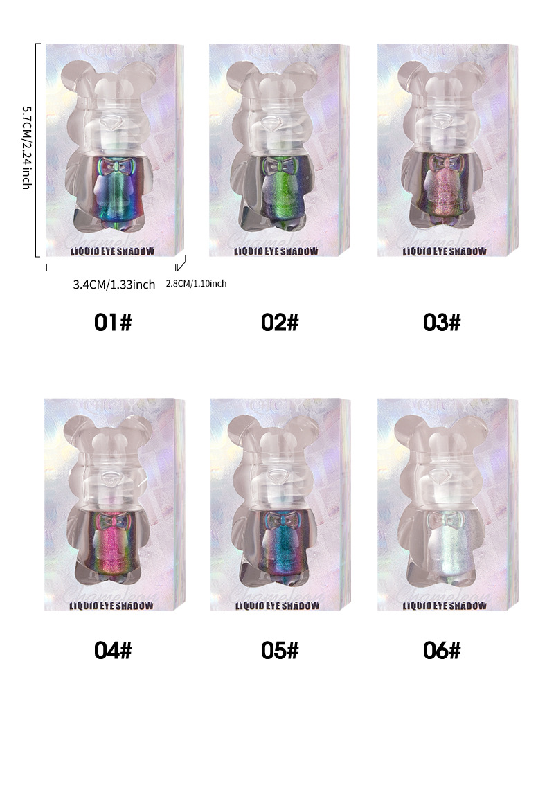 【跨境专供】QICIY变色龙眼影欧美彩妆6色眼影珠光细闪小熊眼影详情14