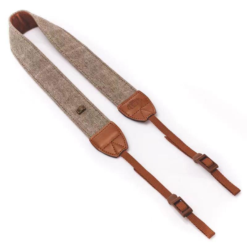 相机棉质肩带 单反相机肩带 两端皮质 减压复古肩带 相机背带详情2