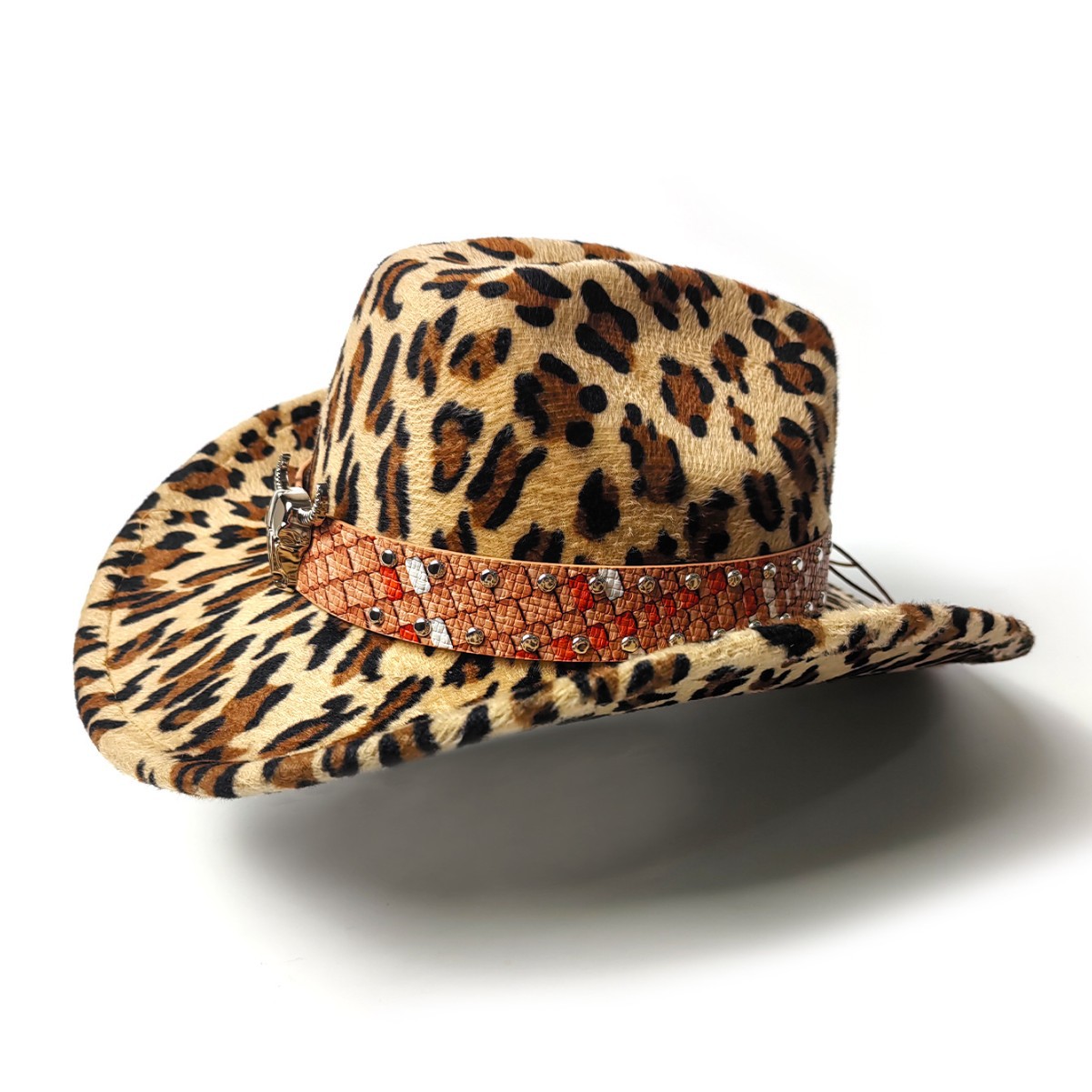 跨境豹纹毛毡帽男女百搭英伦复古秋冬毛呢爵士帽欧美街头时尚礼帽详情1