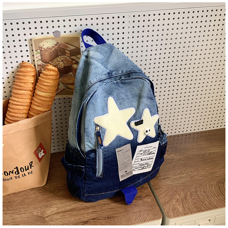 The new color-block soft backpack with pleated material, waterproof outdoor hiking bag, casual sports bag and student schoolbag trend pic 20