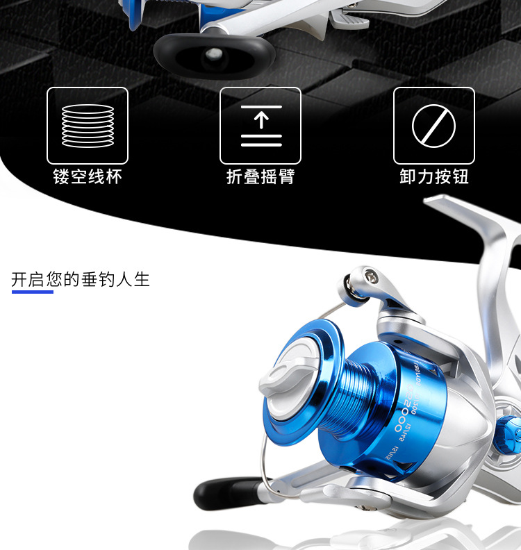 科迈龙QS1000-7000塑料头纺车轮路亚鱼线轮海竿轮抛竿渔轮详情3