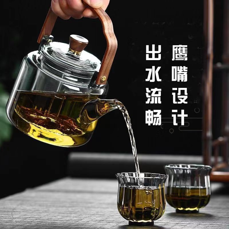 透黑提梁壶围炉煮茶壶玻璃烧水泡茶壶耐高温煮茶器炭火炉蒸煮茶壶详情1