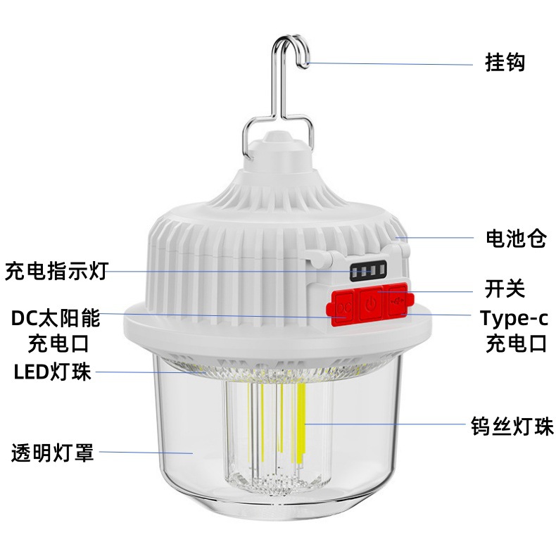 Rechargeable bulbs, a must-have for night market stalls, outdoor camping, household power-off lighting, rainproof rechargeable emergency lights wholesale pic 2
