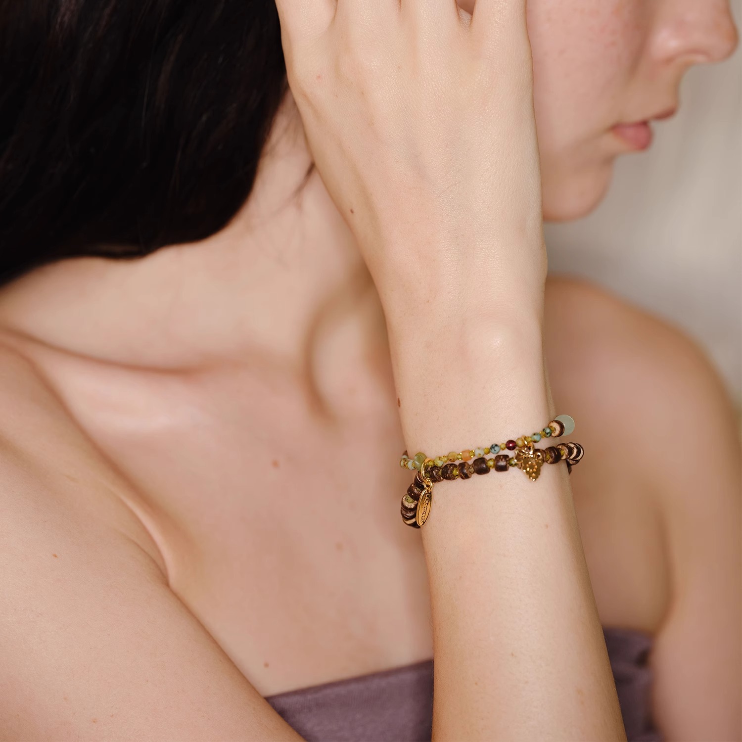 ins椰风葡萄手串多层叠戴天然石串珠双层手链女葡萄园浪漫仲夏夜详情12