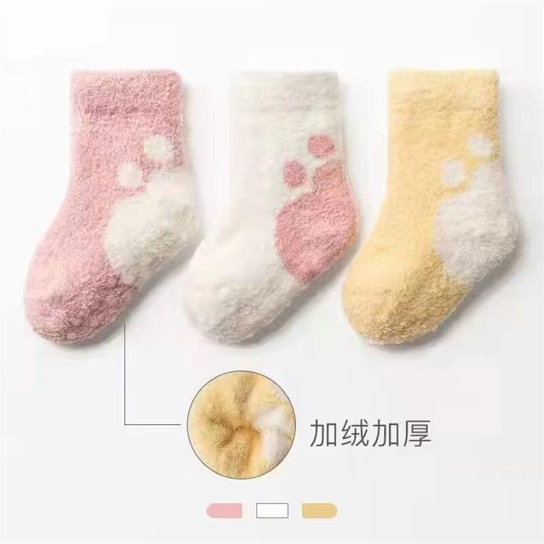 秋冬婴儿袜子加绒加厚0-3岁新生儿毛圈袜加厚儿童保暖中筒袜详情8