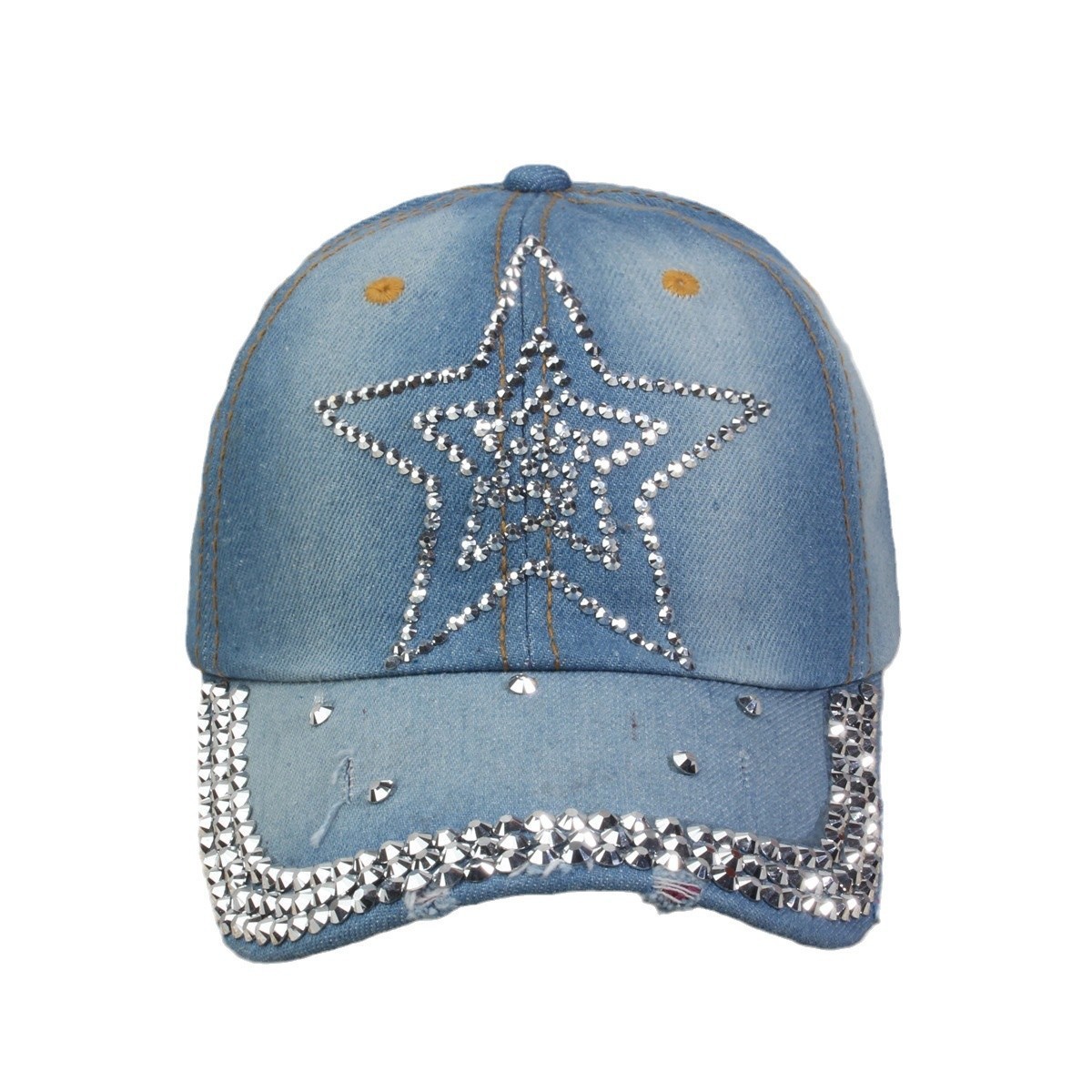 牛仔镶钻棒球帽弯檐男帽女帽百搭款遮阳鸭舌帽夏季休闲百搭帽子详情37
