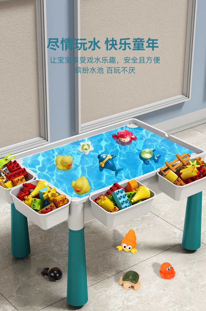 DIY large-particle building block toys for children, boys and girls aged 3-8, multi-functional building block table, educational early education assembly learning table pic 9