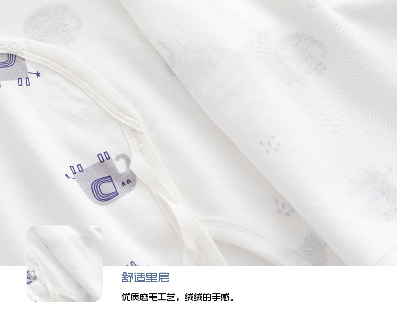 新生婴儿内衣服无骨纯棉春秋款魔术贴半背睡衣满月和尚服宝宝上衣详情22