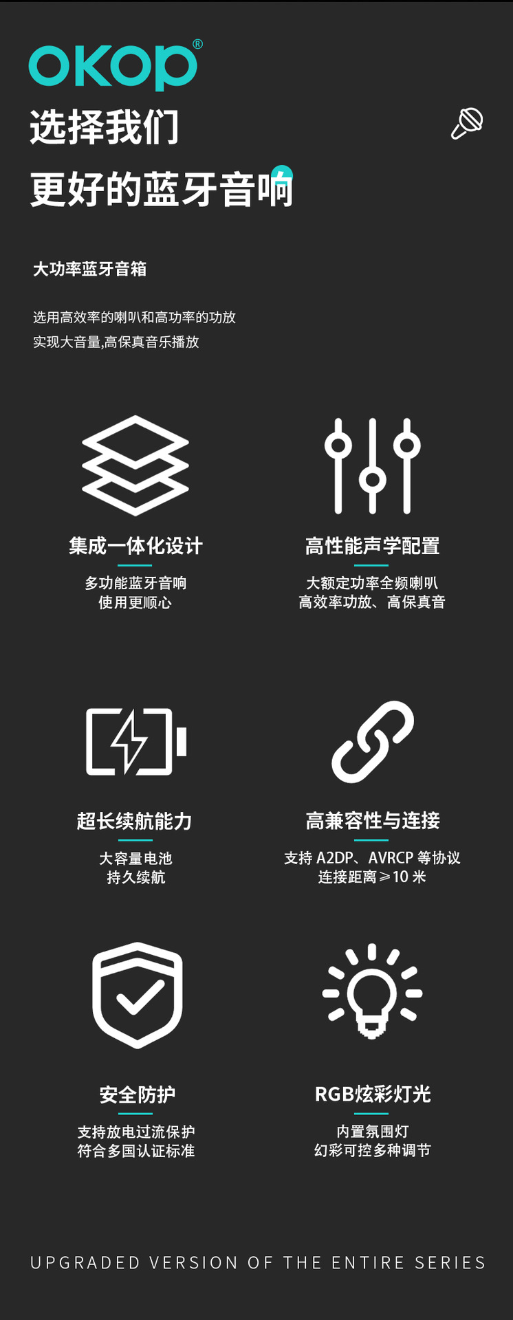 k04蓝牙K歌一体音箱无线麦克风便携带灯话筒户外儿童家庭音响套装详情4