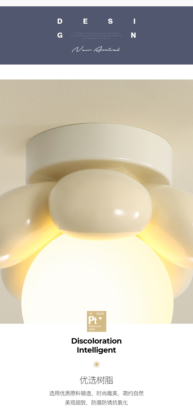 过道灯走廊简约创意奶油风花朵装饰浪漫温馨卧室床头灯玄关吸顶灯详情14