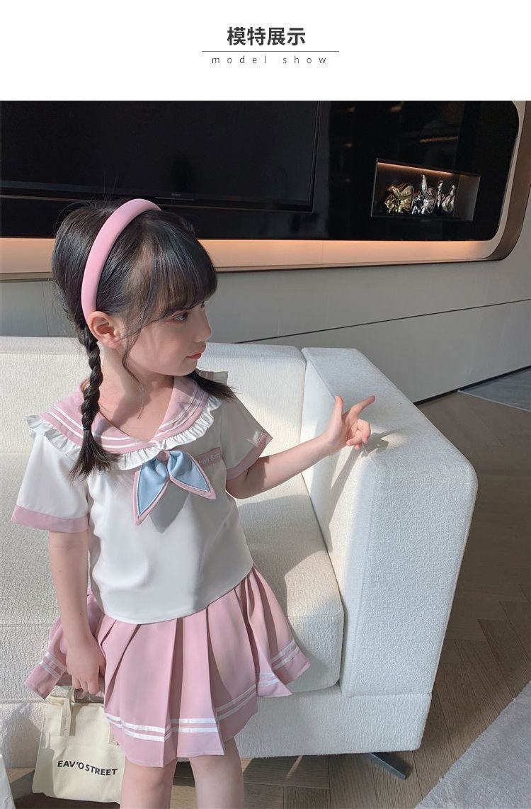 女童学院风套裙夏季儿童JK套装2025新款洋气女孩衬衫百褶裙两件套详情4