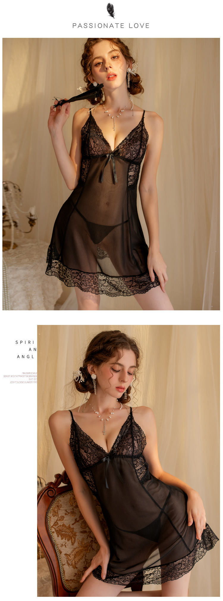 YANNI lace erotic underwear, sexy pajamas, plus-size see-through suit, fiery passion, bed pure desire seductive uniform pic 4