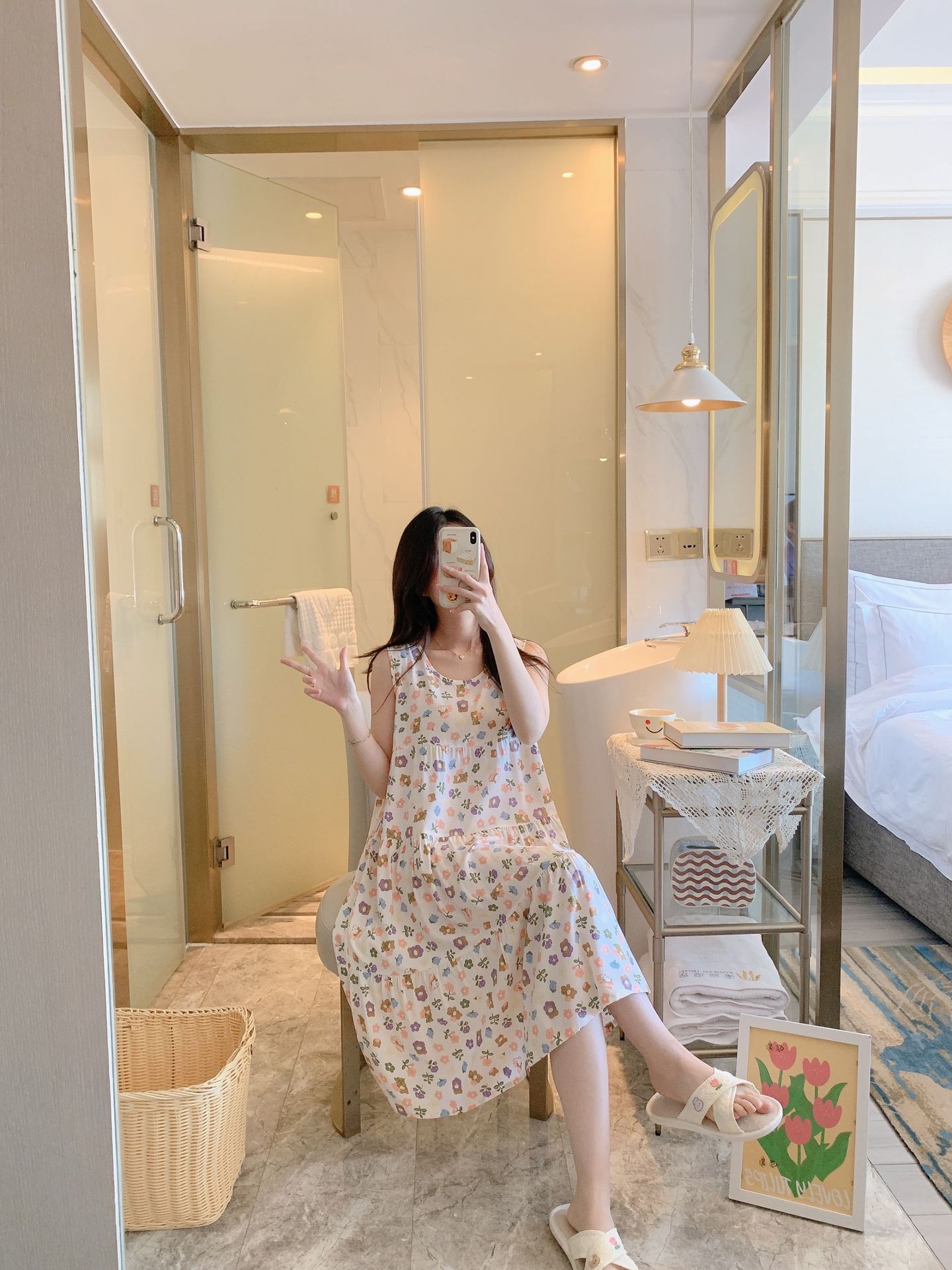 棉绸睡裙女时尚无袖大码印花薄款直播推荐套装可外穿睡衣家居服详情30