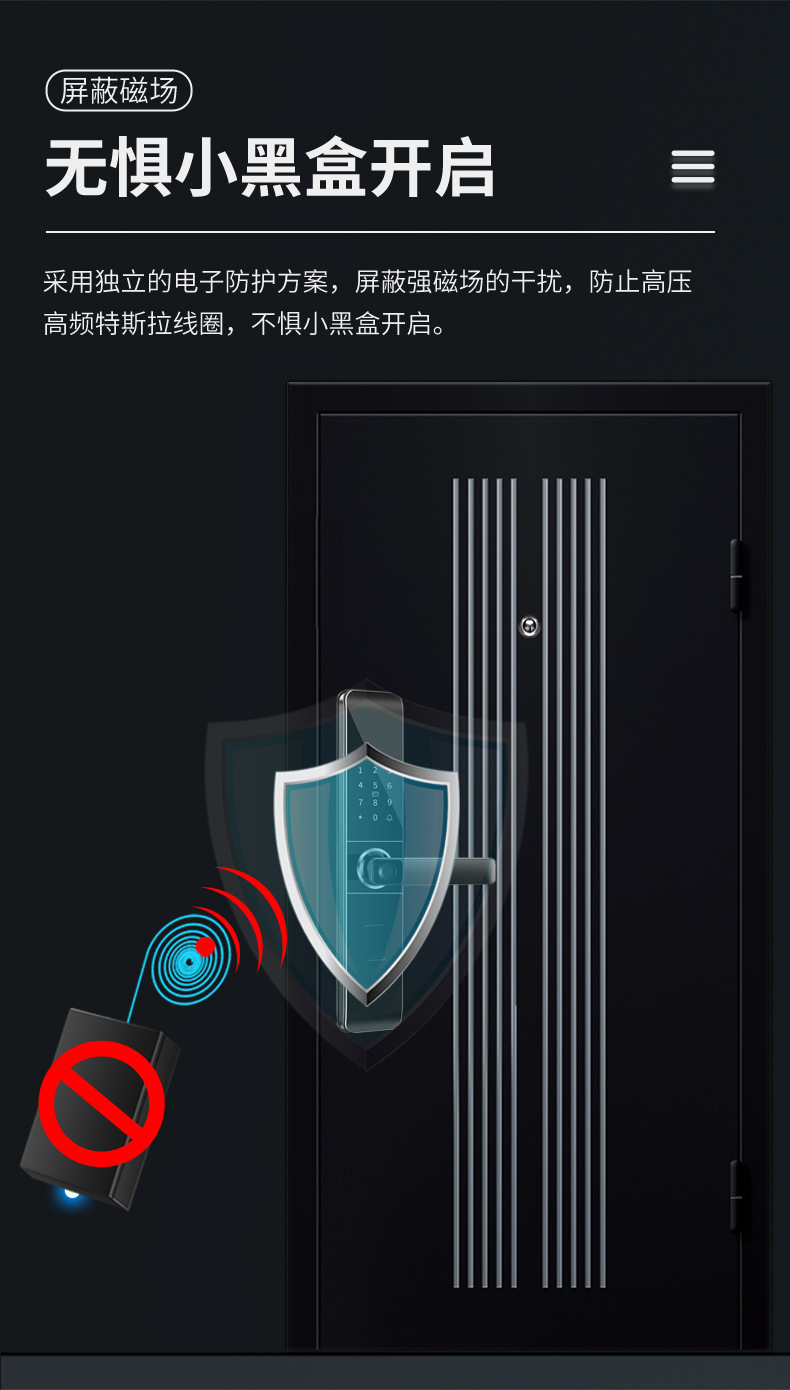一握开指纹锁c级芯锁厂家新款防盗门门锁电子锁智能锁 通通涂鸦锁详情5