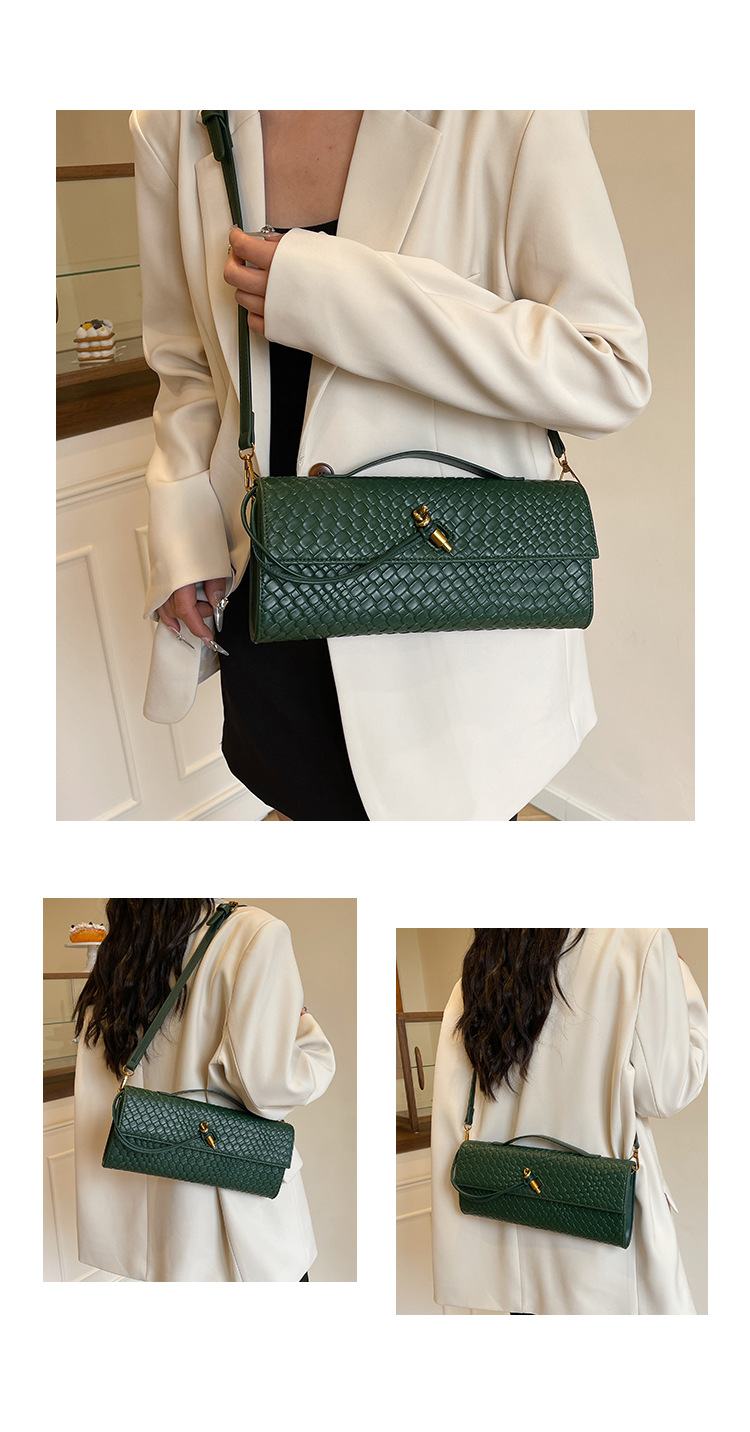 A new cross-border woven pattern single-shoulder crossbody bag with a retro texture, a hand-held baguette bag, and a versatile and elegant evening clutch pic 11