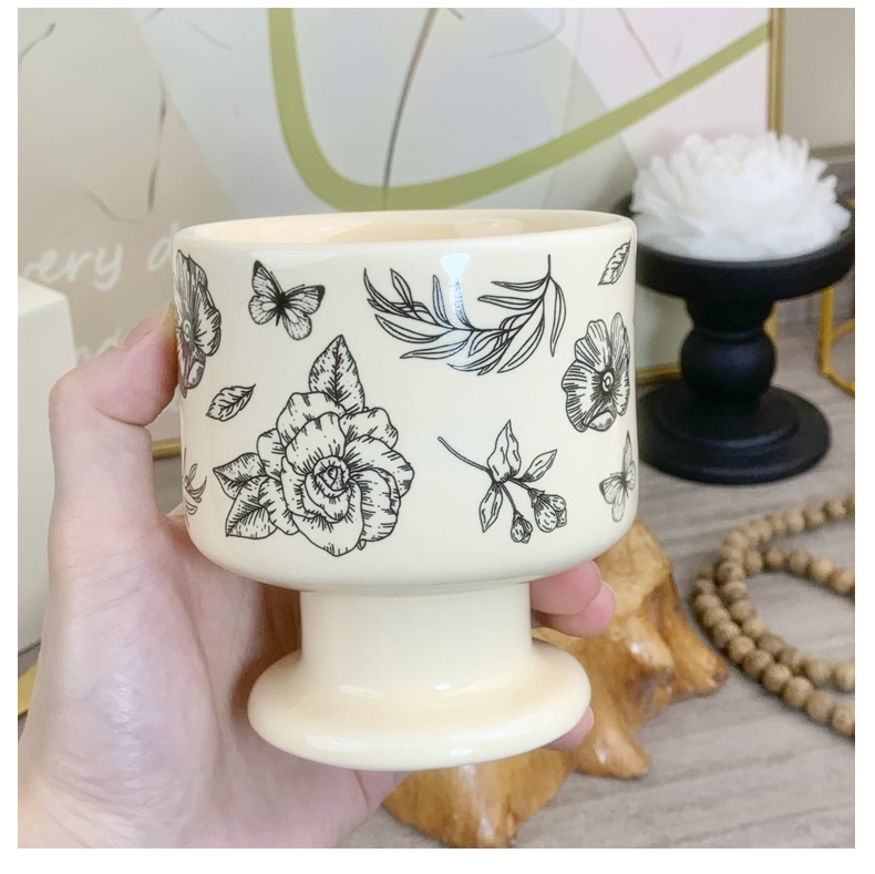 Tiffany retro camellia, European ceramic cup, candle, highball cup, high appearance level, double-layer mug, heat-resistant souvenir pic 74