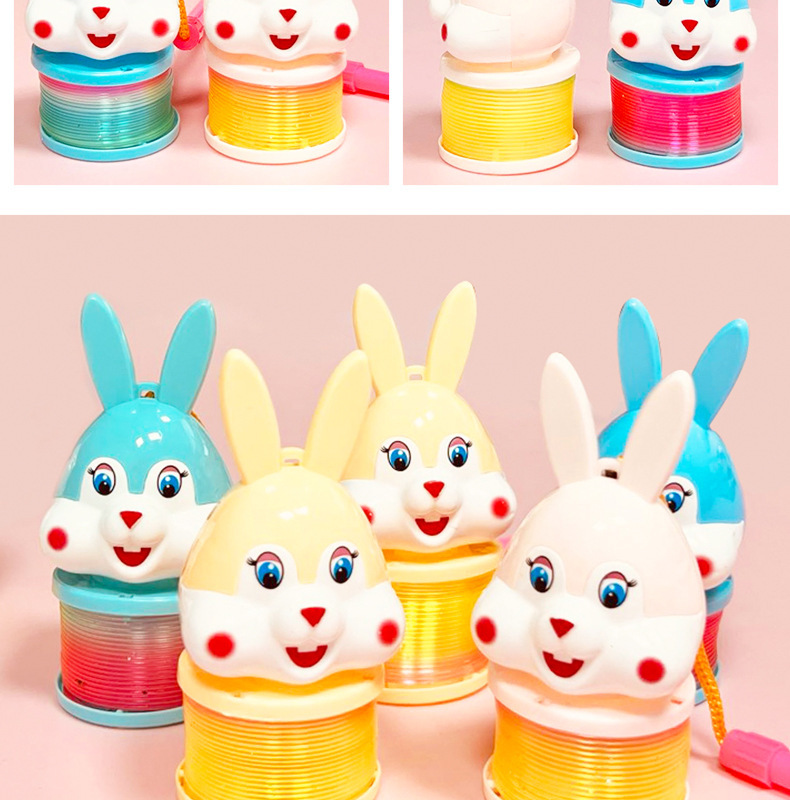 The 2023 Year of the Rabbit hand-held lantern rainbow ring cartoon rabbit luminous elastic rainbow ring spring ring toy is selling well pic 16