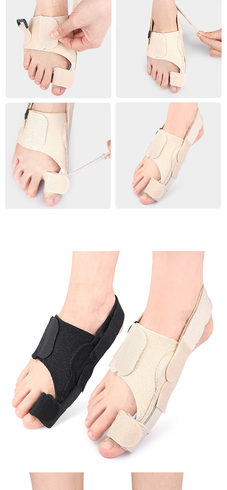 Toe fixation with hallux valgus, bigfoot protrusion, overlapping toe separator, adjustable tension foot guard for day and night use pic 8