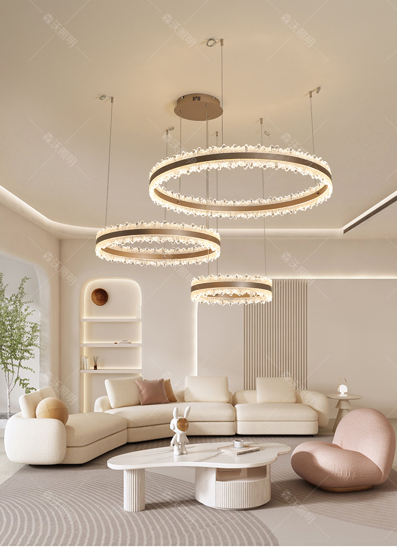 全光谱客厅吊灯意式轻奢圆环led大厅主灯设计师样板房卧室餐厅灯详情13