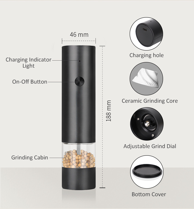 Electric grinder pepper pepper sea salt grinder bottle详情3