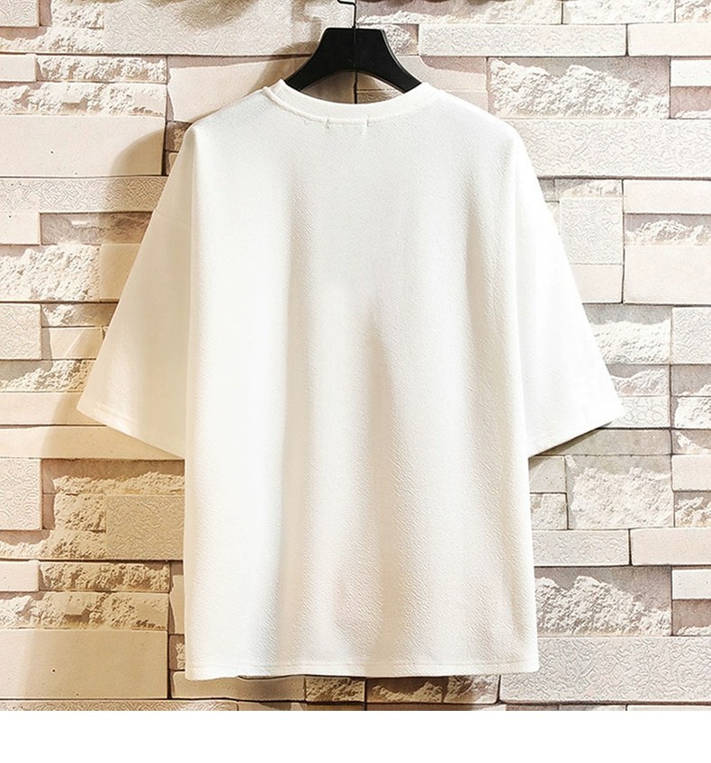 Simple three-quarter sleeve T-shirt for men, summer fashion brand, large-sized T-shirt, high school student and overweight casual short-sleeved top pic 6