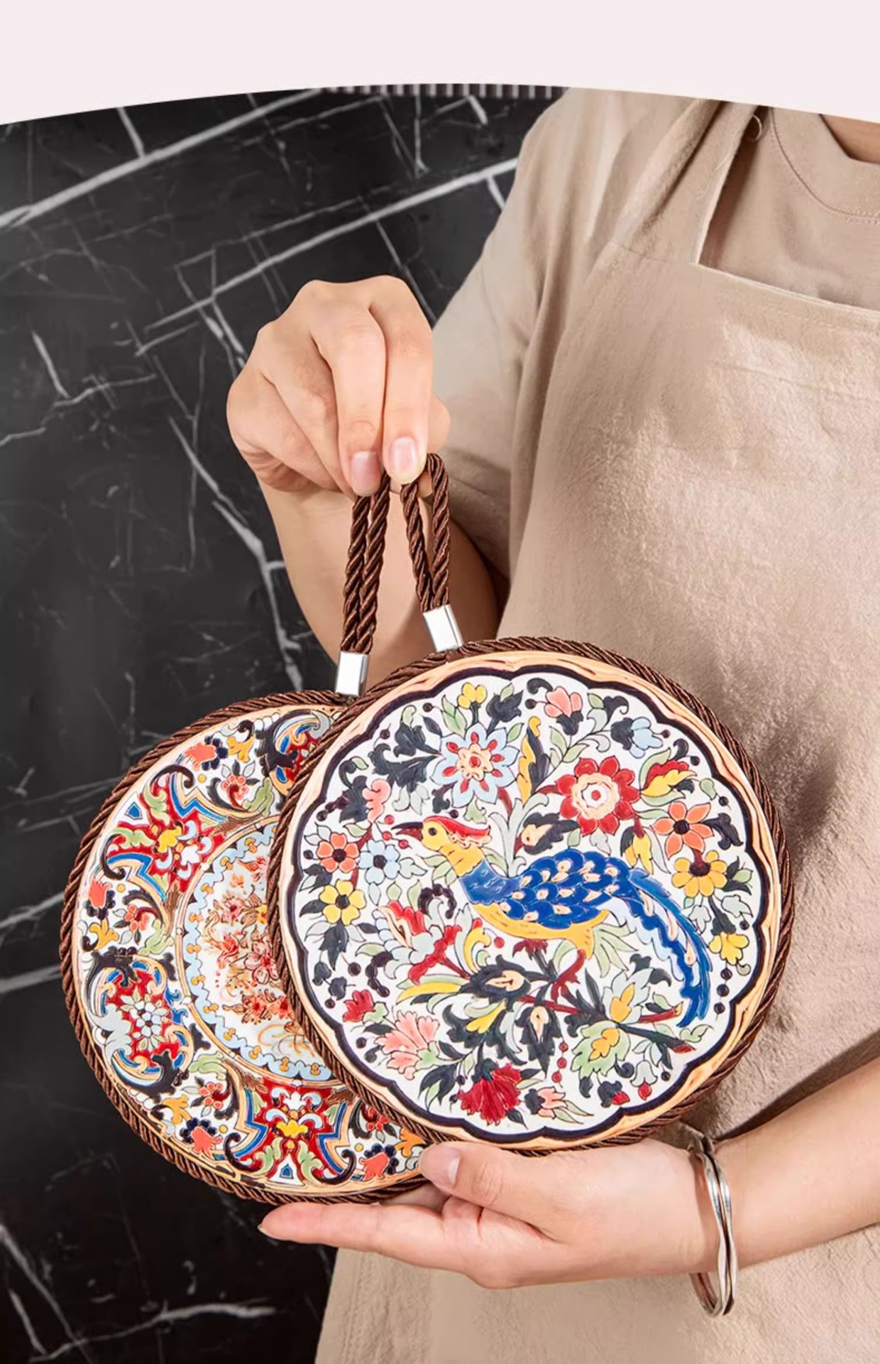 国潮复古隔热垫耐高温砂锅防烫垫珐琅锅垫子陶瓷新中式餐桌防滑餐盘垫详情4