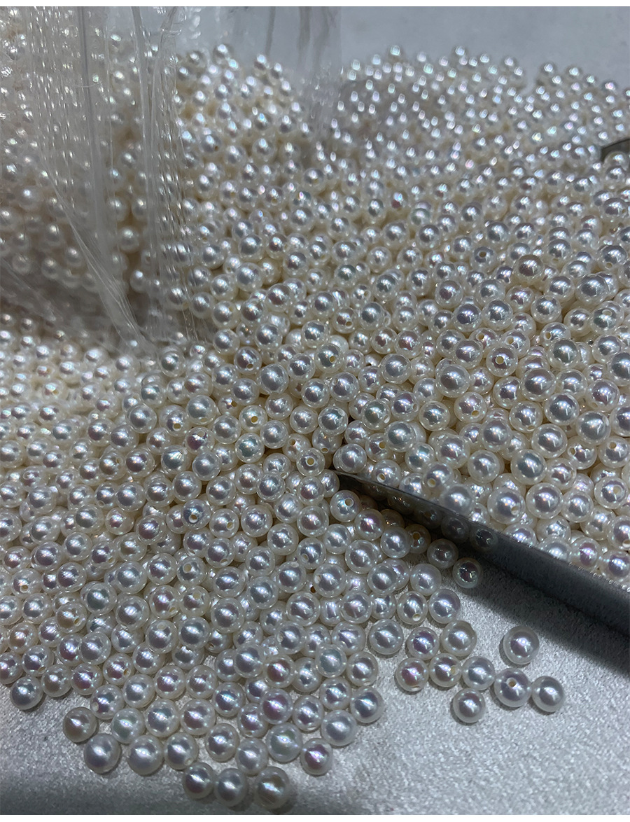天然淡水珍珠baby珠圆珠半孔珍珠半成品材料小灯泡裸珠配珠diy详情9