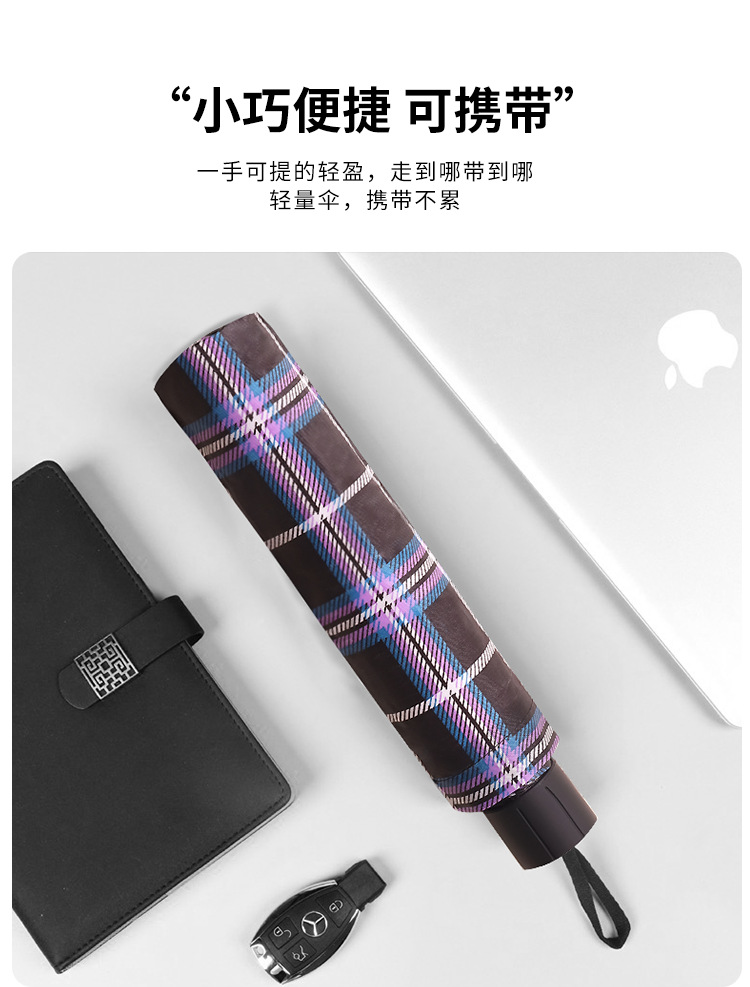 厂家批发10骨英伦格子雨伞手动商务折叠伞男女通用抗风雨伞批发详情5