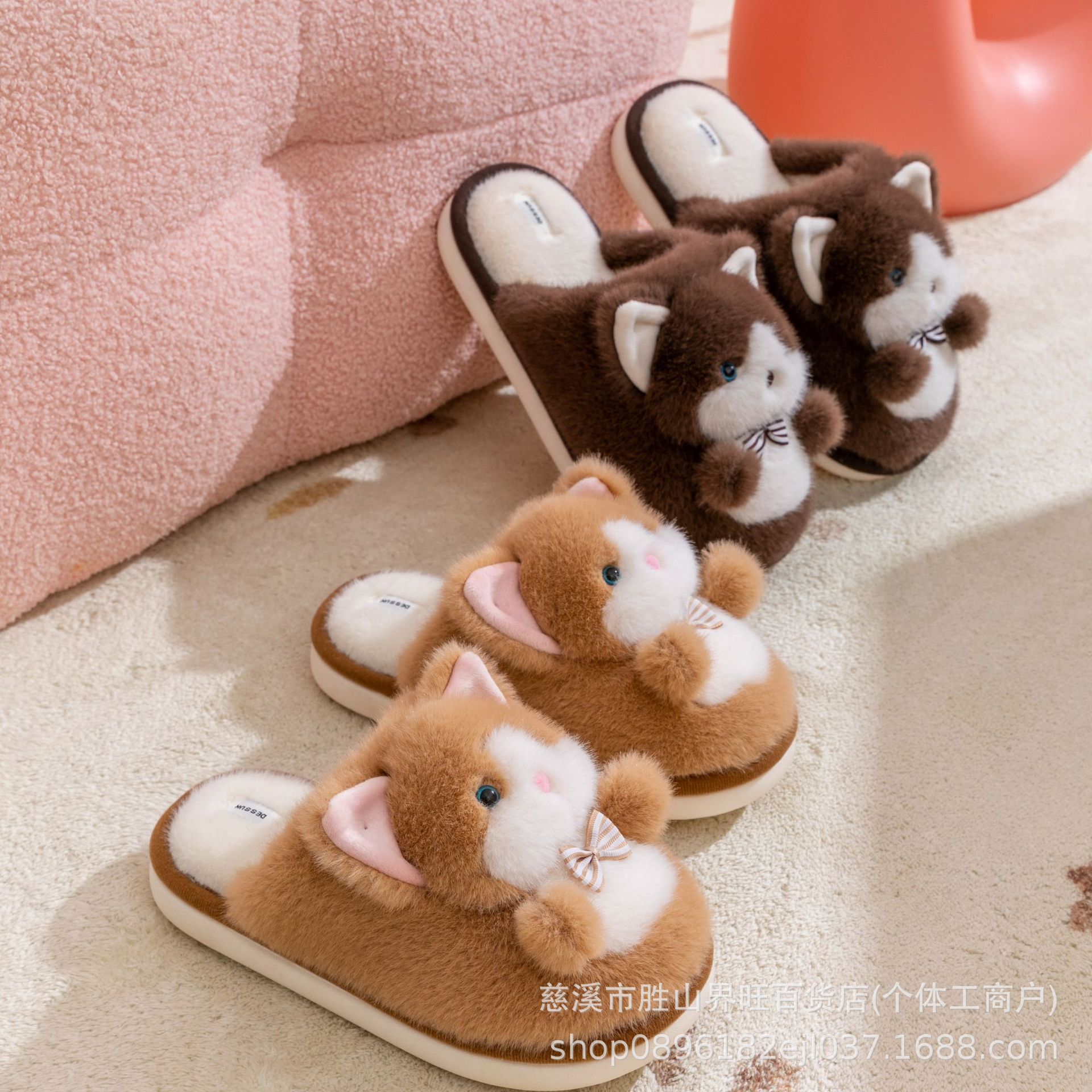 棉拖鞋女士可爱秋冬季2025新款室内家居小猫情侣毛绒保暖跨境外贸详情6
