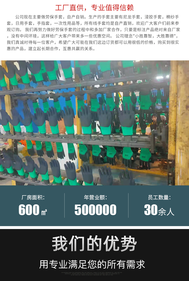 十三针尼龙手套丁腈浸胶耐磨防割工业防护搬运劳保手套批发一次性手套详情4