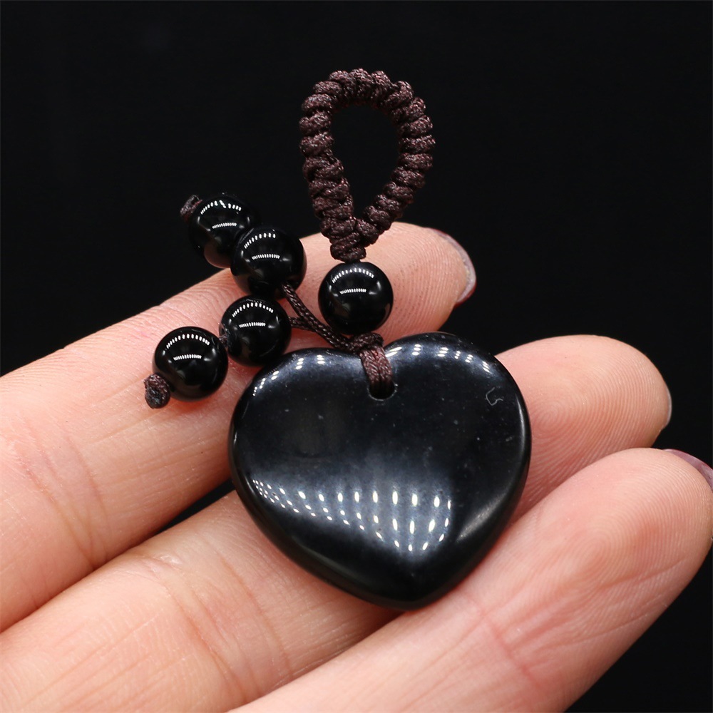 Natural stone heart-shaped semi-precious stone keychain DIY accessory heart-shaped keychain fashion dress accessory chain pic 35