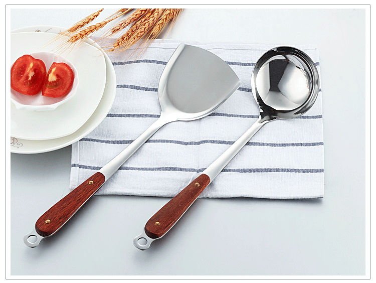 厨房不锈钢锅铲漏勺厨具套装家用木柄大漏勺炒菜铲子烹饪汤勺批发详情20