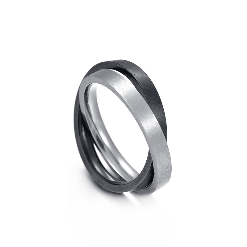 Cross-border Amazon popular jewelry supply: Two-color, two-piece titanium steel ring, vacuum electroplated in the furnace, no color fading pic 6