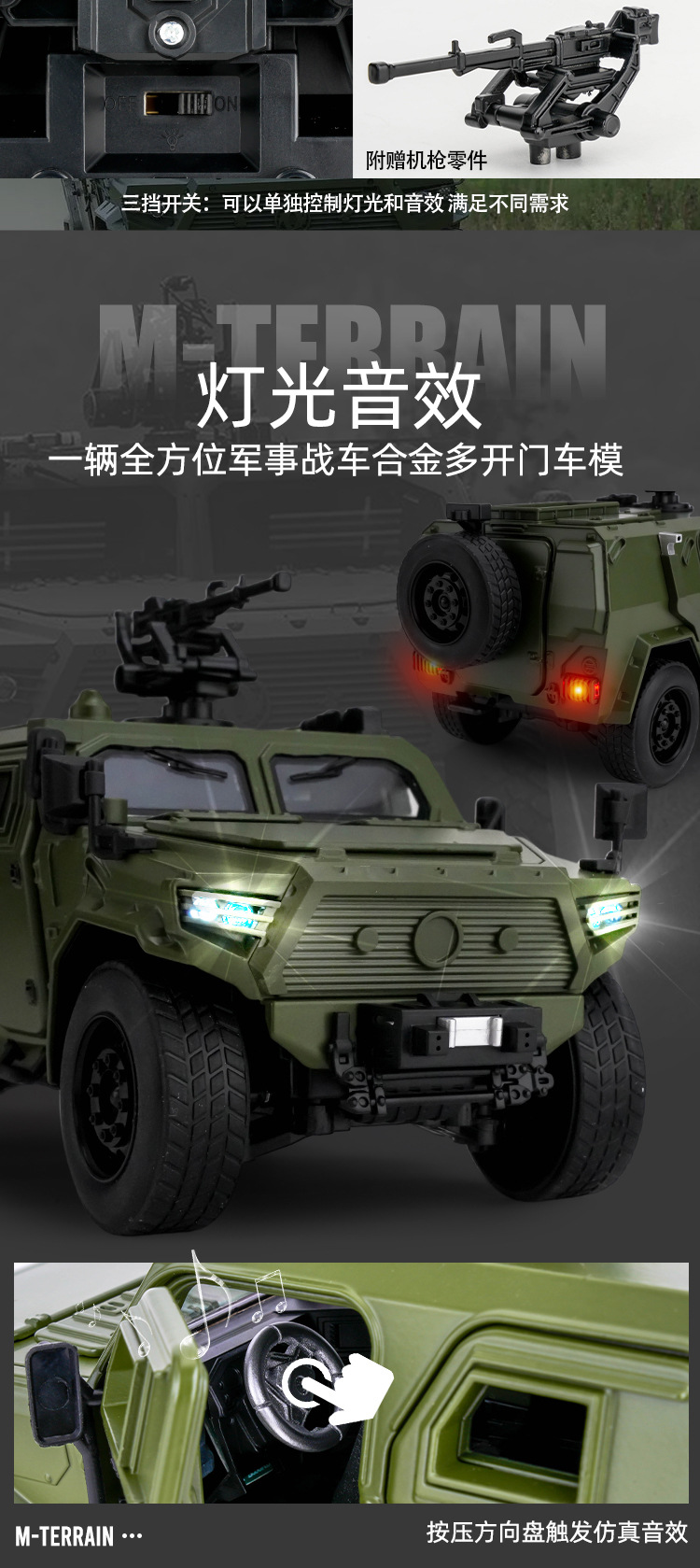 1:18东风猛士合金装甲车模型仿真军事越野车摆件儿童玩具汽车批发详情3