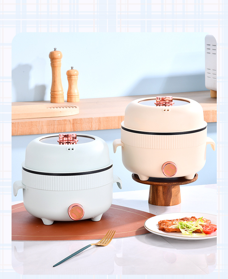 A 22cm height-increased design household multi-functional electric cooking pot, a one-piece pot for frying, boiling, steaming and frying in the dormitory, an electric hot pot and an electric wok pic 23