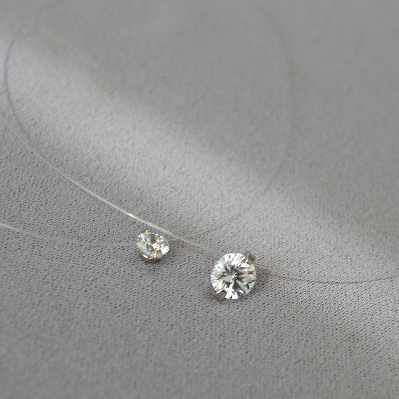 日韩小众设计人鱼的眼泪5A级爆闪锆石隐形鱼线轻奢简约项链锁骨链详情2