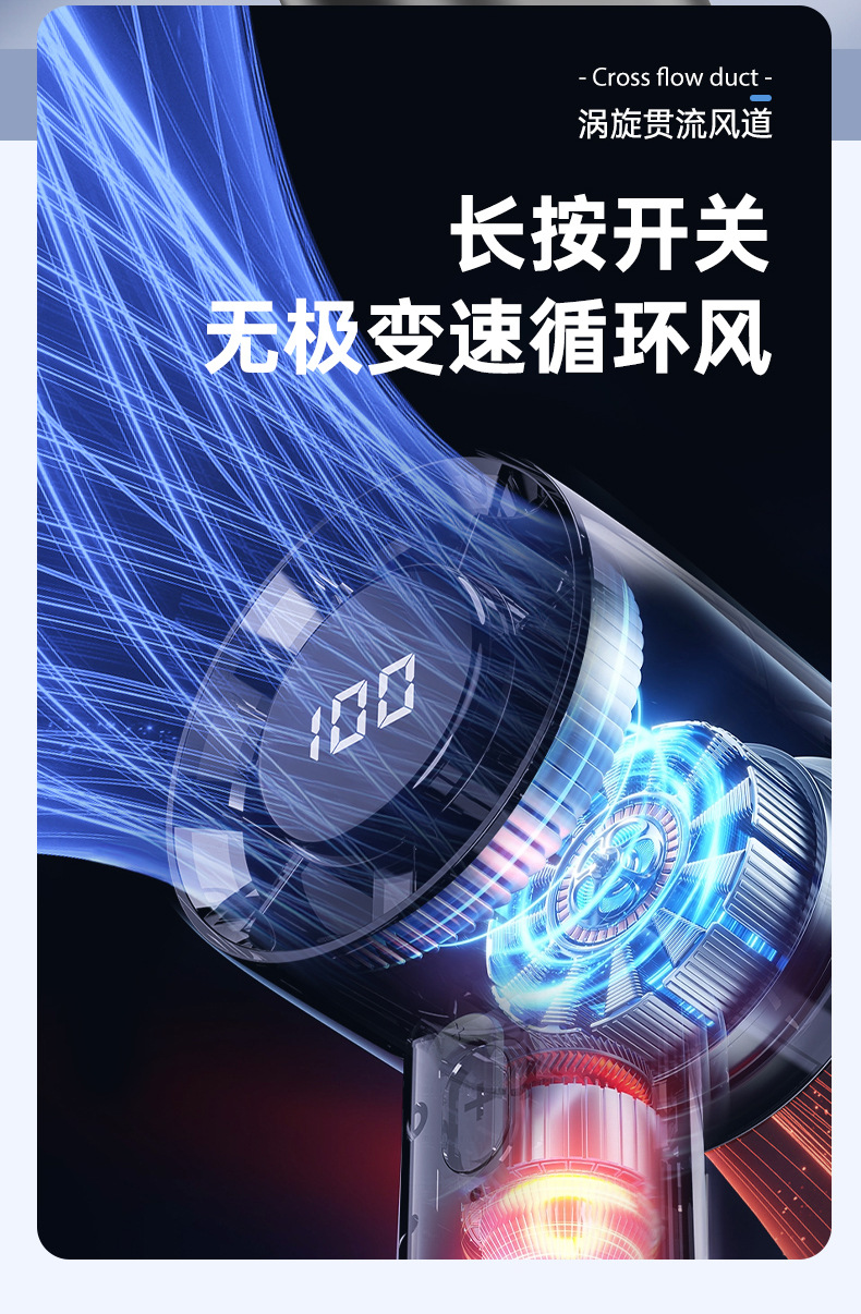 新款高速手持风扇迷你小风扇数显100档USB充电桌面电风扇跨境电商详情11