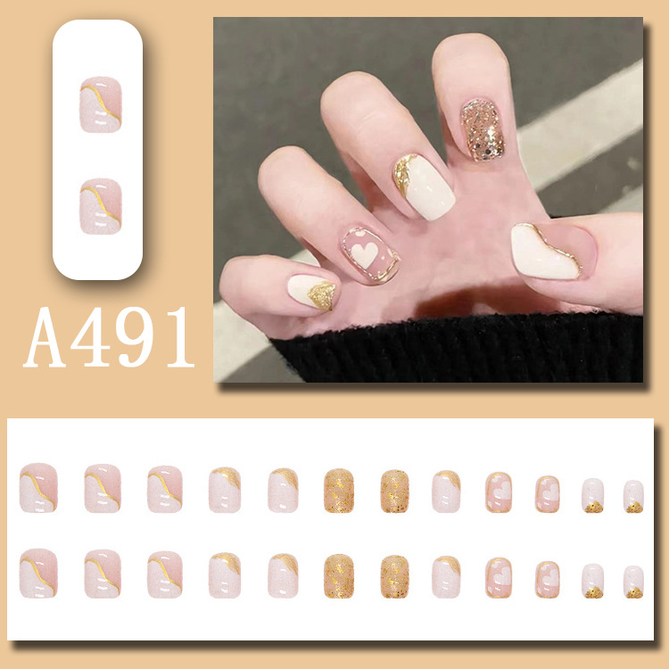 Wearable nail art pieces, artificial nail products, detachable, simple lemon ice transparent, popular online style Douyin nail art hair replacement pic 30
