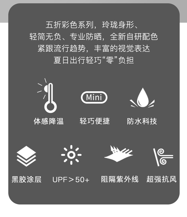 五折六骨口袋胶囊伞晴雨两用伞小巧可印刷logo遮阳防紫外线防晒伞详情2